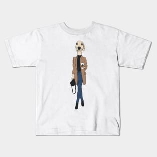 Cute Italian greyhound wearing a trendy outfit and has just grabbed a Starbucks coffee. Kids T-Shirt